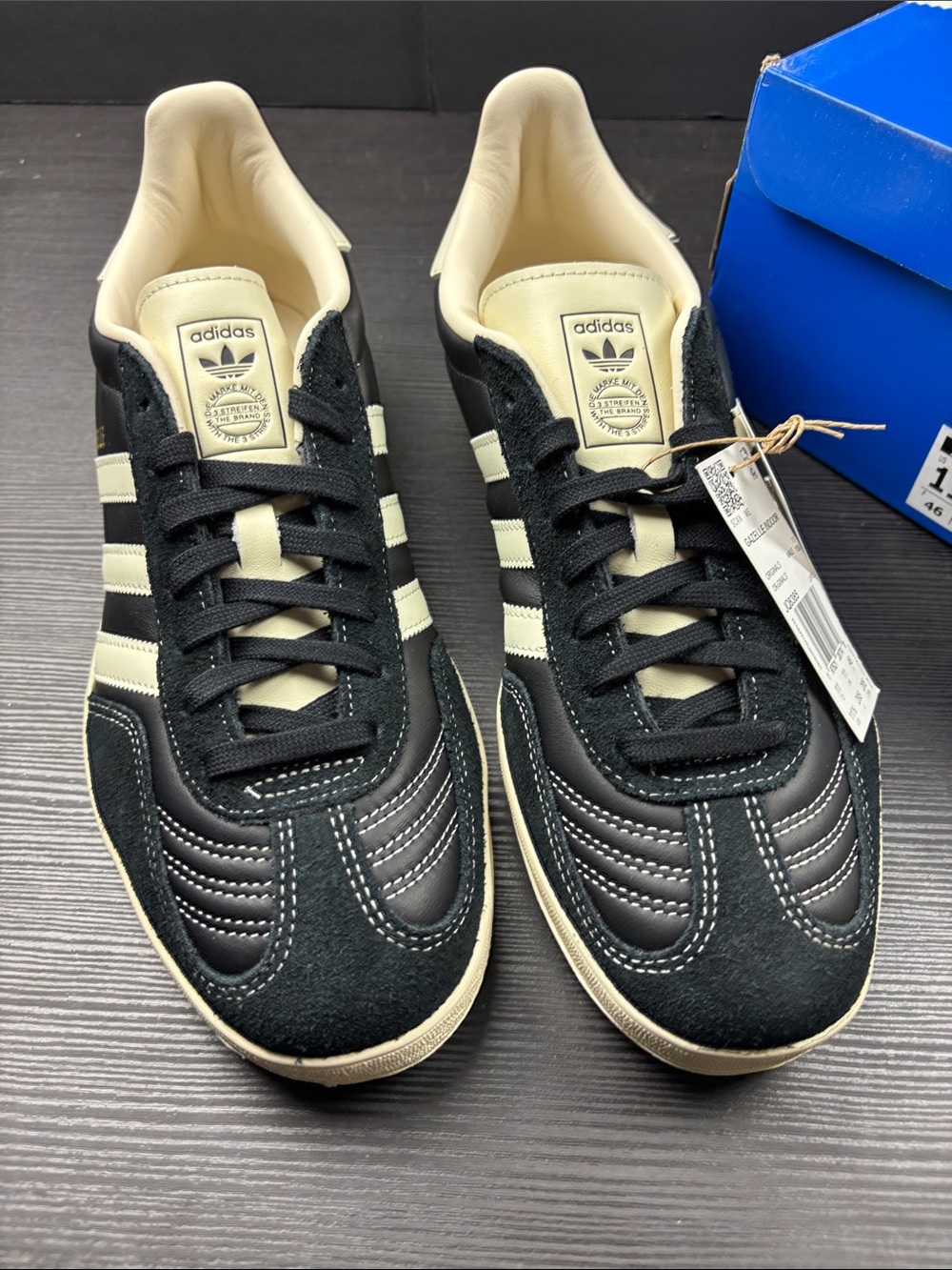 NEW* Adidas Black and Cream Gazelle Indoor Sneakers size: 11.5